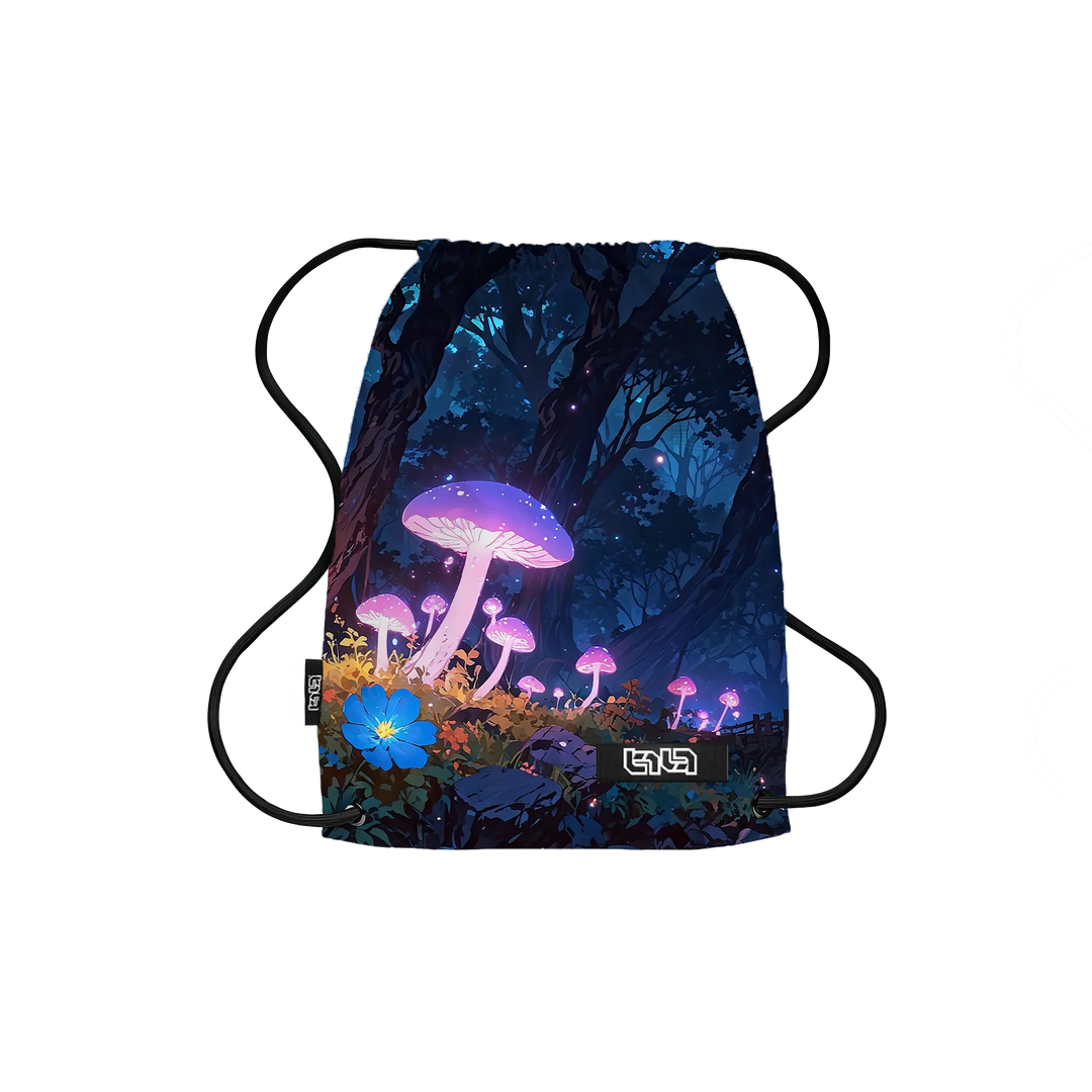 Drawstring Backpack Purple Mushroom