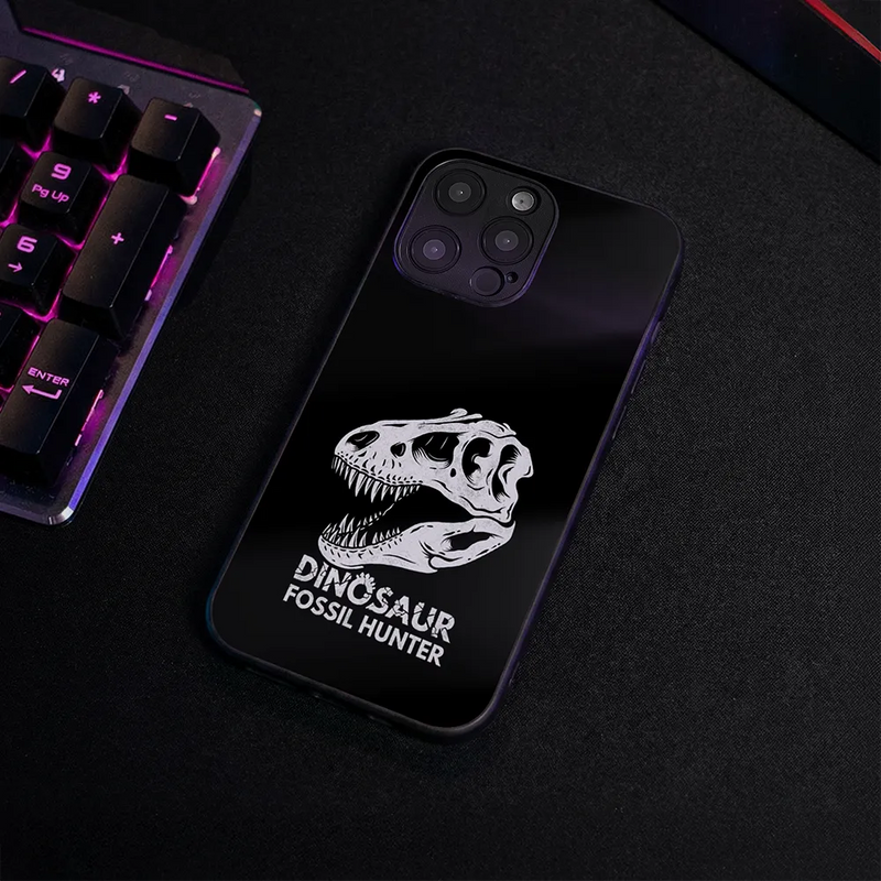 Glass Phone Case Dino Skull Hunter