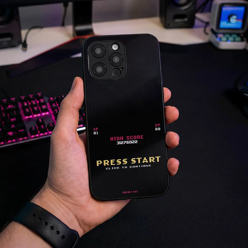 Glass Phone Case Press Start