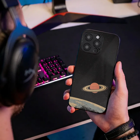 Glass Phone Case Saturn's Moons Landscape