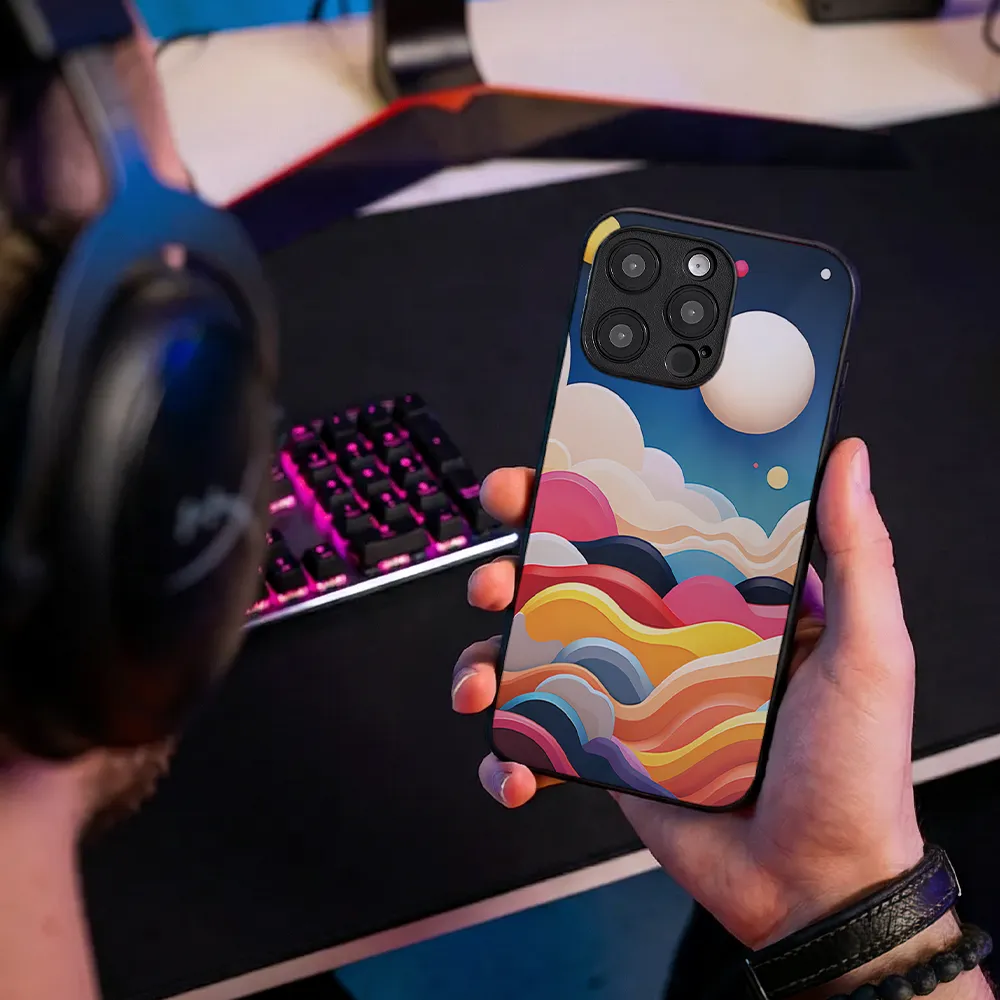 Glass Phone Case Neon Hills