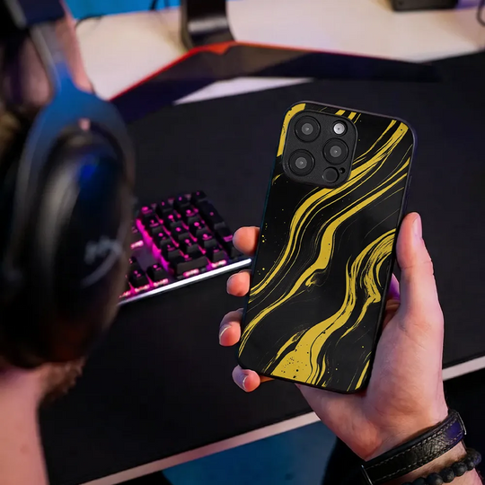Glass Phone Case Golden Magma